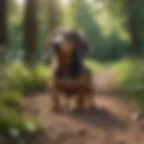 A playful Dachshund enjoying the outdoors