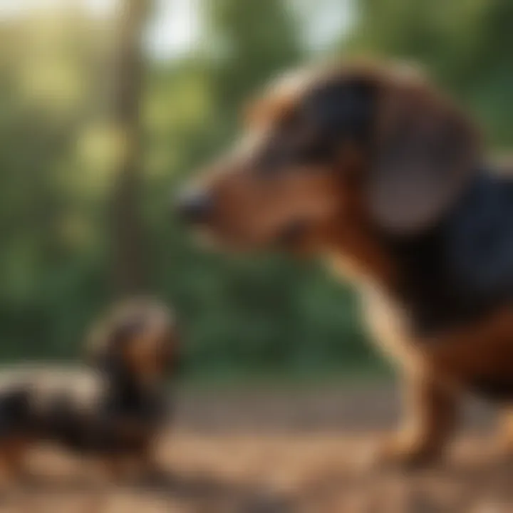 A Dachshund being trained with positive reinforcement