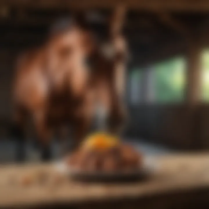 Healthy horse in a stable with balanced diet