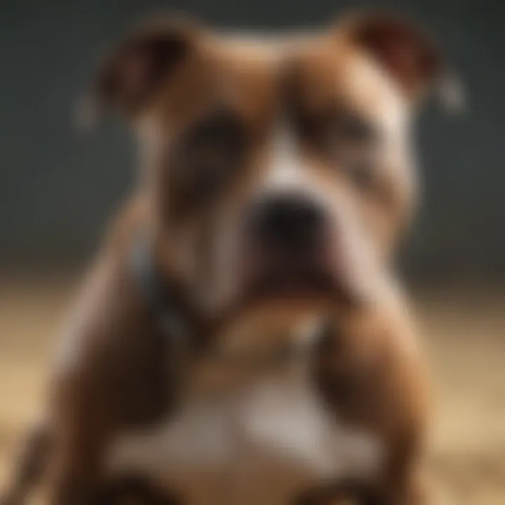 A beautiful American Pit Bull Terrier showcasing its muscular build and playful demeanor.