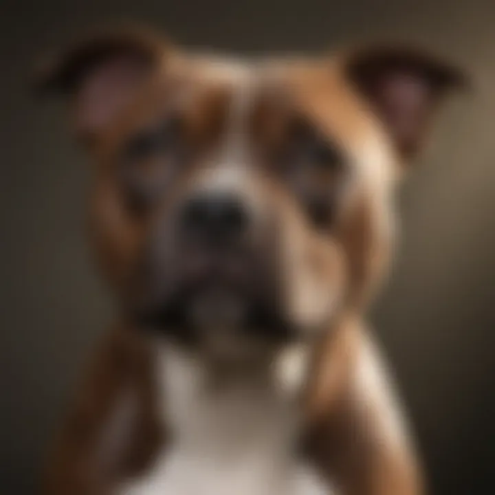 A charming Staffordshire Bull Terrier exhibiting its affectionate nature and distinct facial features.