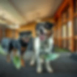 Luxury dog boarding facility with spacious play areas