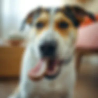 Dog showing signs of anxiety with chewing behavior