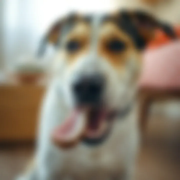 Dog showing signs of anxiety with chewing behavior