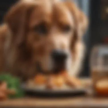 A large breed dog enjoying a healthy meal