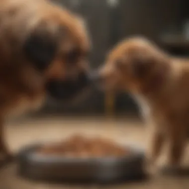 A veterinarian examining a large breed dog