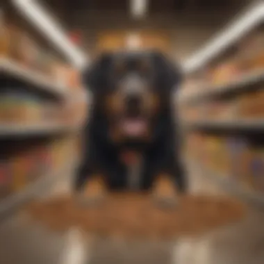 Selecting Dog Food for Large Breeds A pet owner selecting dog food at a store