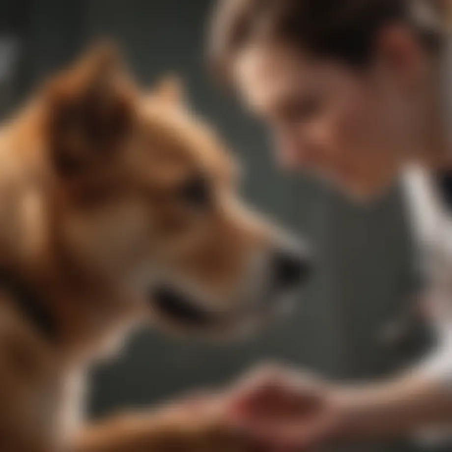 A close-up of a veterinarian examining a dog for signs of bacterial infection