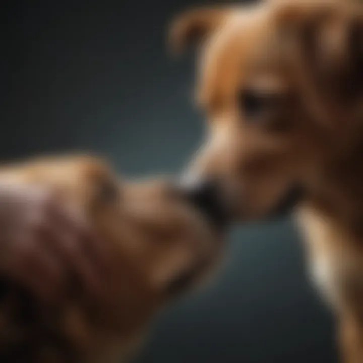 A veterinarian examining a dog