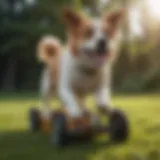 A dog scooting on grass, showcasing a common behavior