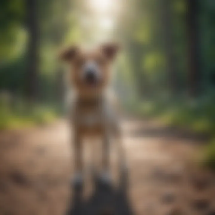 A female dog displaying signs of heat with a focus on behavioral changes.