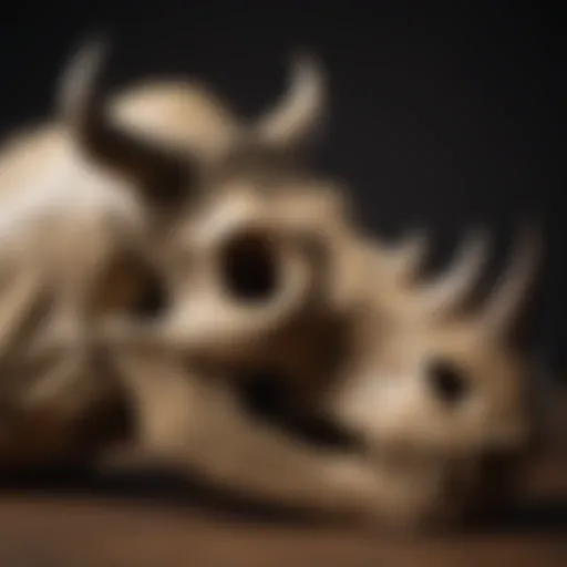 An ancient rhinoceros skull showcasing its unique features