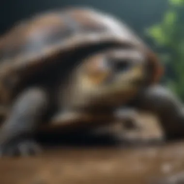 Close-up of turtle species adapted for large habitats