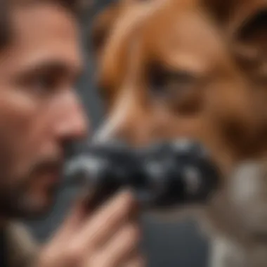 Veterinarian examining a dog's eyes