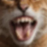 A close-up of a cat's mouth showcasing its teeth, illustrating the biting behavior.