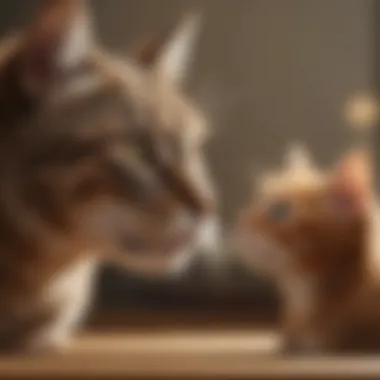 A pet owner calmly interacting with a cat, promoting a safe and harmonious environment.