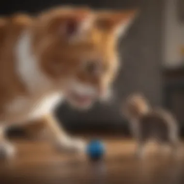 An illustration depicting a playful cat interacting with a toy, highlighting playful nipping.