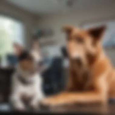 Veterinarian consulting with a pet owner in an office