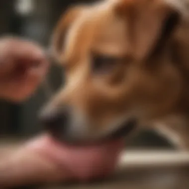 Veterinarian examining a dog's skin with care