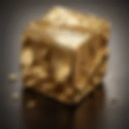 A close-up view of a gold chunk showcasing its unique texture and luster