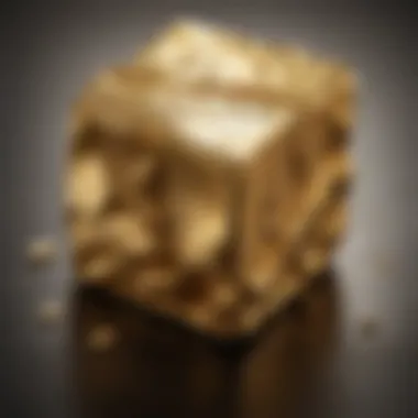 Close-Up of Gold Chunk Texture A close-up view of a gold chunk showcasing its unique texture and luster
