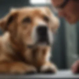 A dog receiving veterinary care for pain management