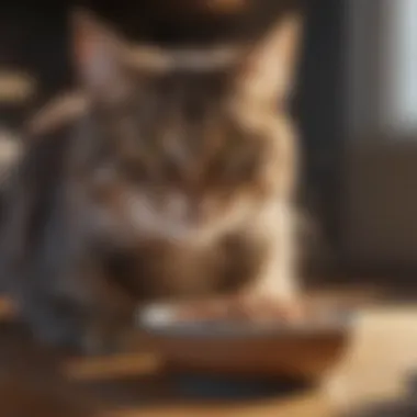 A cat enjoying a bowl of kd renal cat food