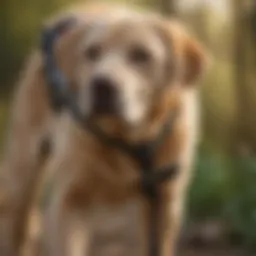 A Labrador retriever wearing an ACL brace, showcasing support for the injured knee.