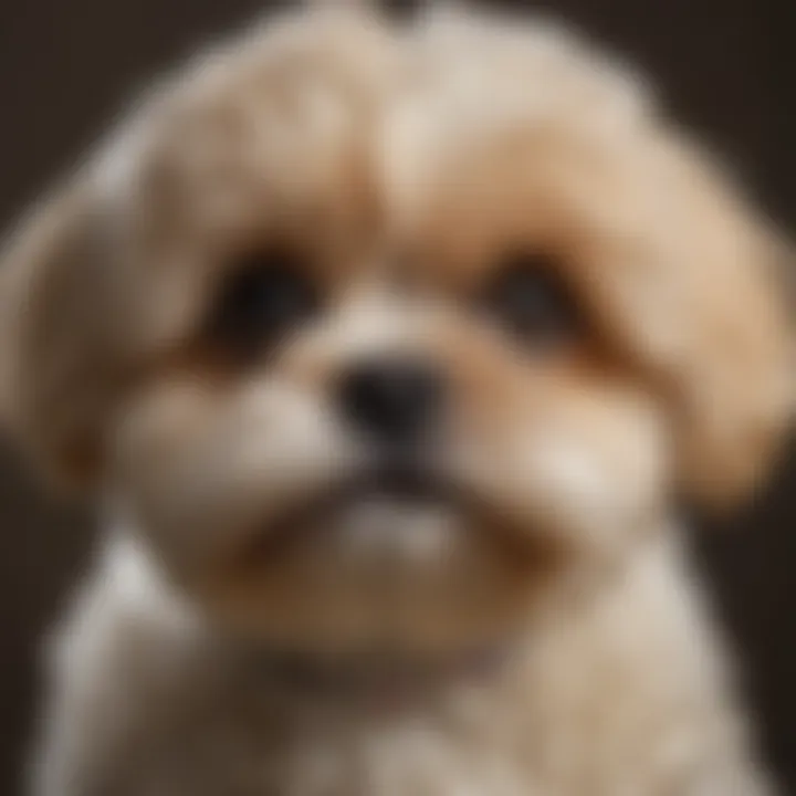 Close-up of a Shih Poo with a glossy coat, highlighting its health