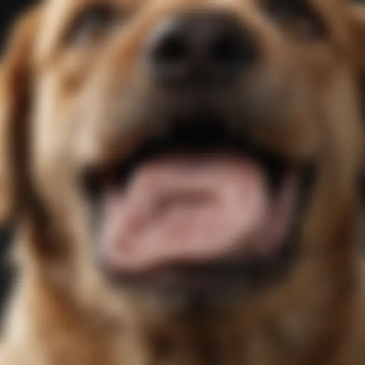 Close-up of a dog showing symptoms of tapeworm infection