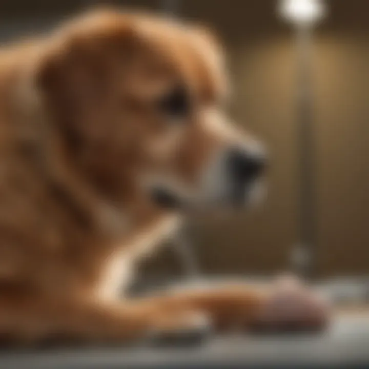 Veterinarian examining a dog for tapeworms