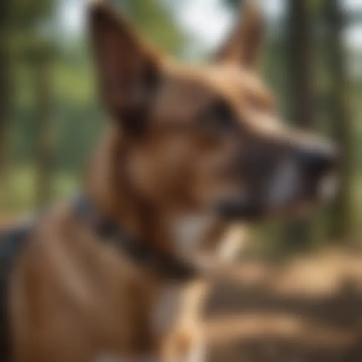 A dog wearing a martingale collar with clasp during training.