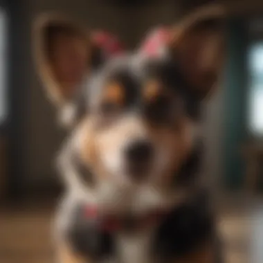 A Minnie Aussie Dog being groomed at home