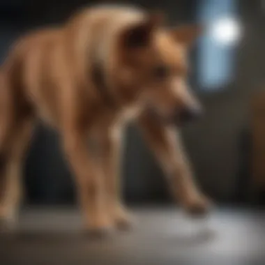 Veterinarian examining a dog's hind legs for mobility assessment