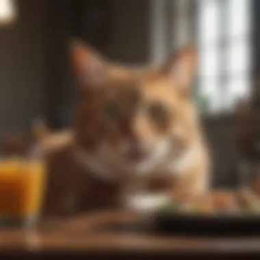Healthy cat enjoying a meal