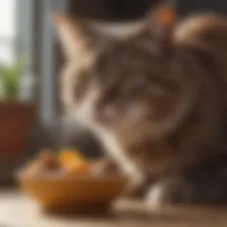 A senior cat enjoying a bowl of nutritious food