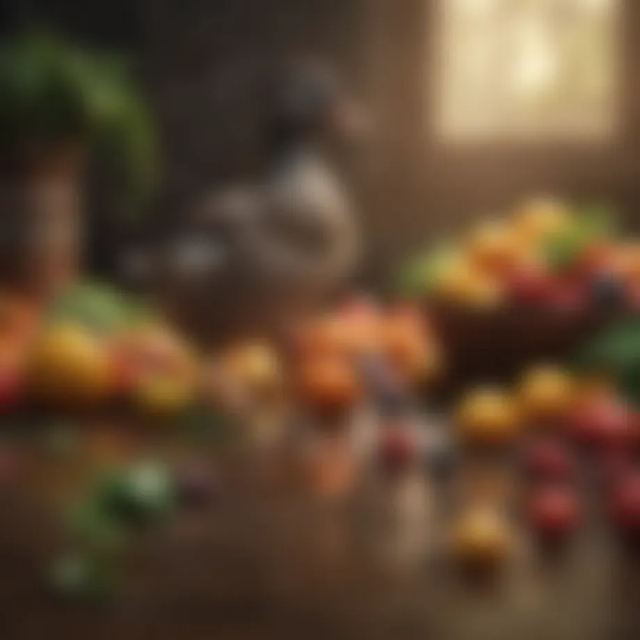 A vibrant assortment of fruits and vegetables suitable for pet ducks