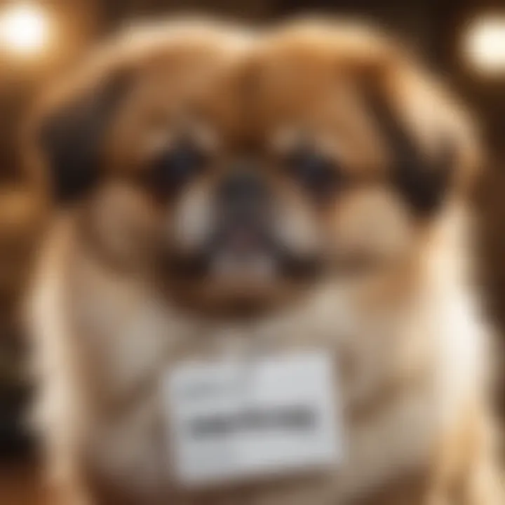 Illustration of a Pekingese with a price tag symbolizing market trends