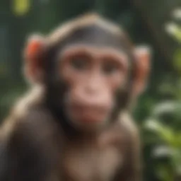 A monkey in a naturalistic setting, showcasing its playful demeanor.