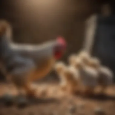 Nurturing Behavior of Plymouth Rock Chickens Plymouth Rock chicken with chicks, highlighting their nurturing behavior