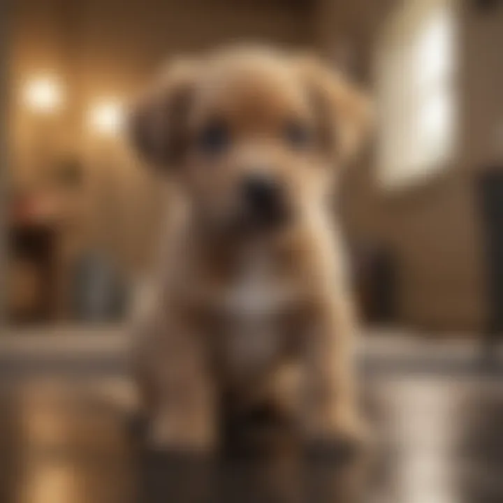 A puppy exhibiting anxious behavior.