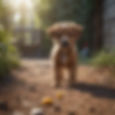 A puppy playing outside, demonstrating excitement.