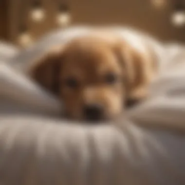 A peaceful puppy asleep in its bed