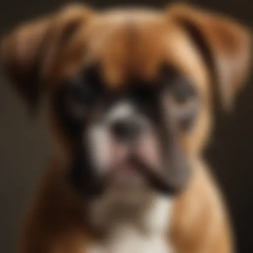 A purebred Boxer puppy showcasing its distinctive features