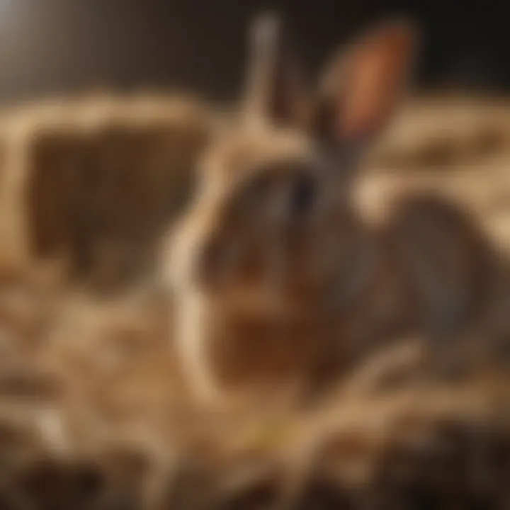 Close-up of hay, an essential fiber source for rabbits