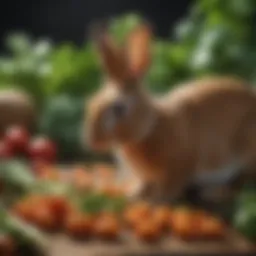 Colorful selection of fresh vegetables for rabbit nutrition