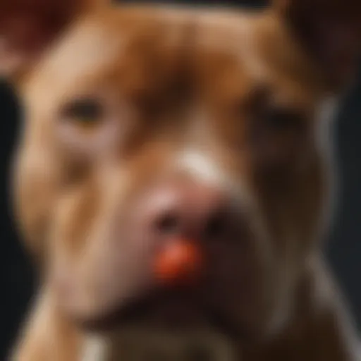 Close-up of a Red Nose Pitbull showcasing its distinctive features