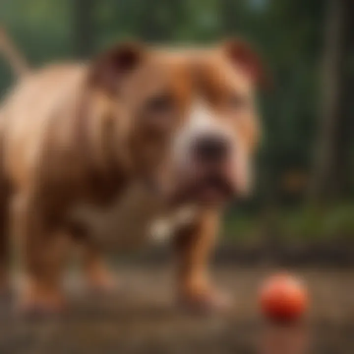 A Red Nose Pitbull engaging in training exercises, emphasizing the importance of socialization