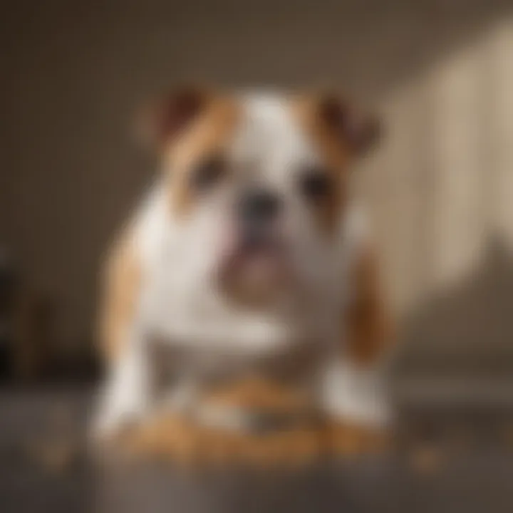 A bowl of Royal Canin Bulldog dry food prominently displayed