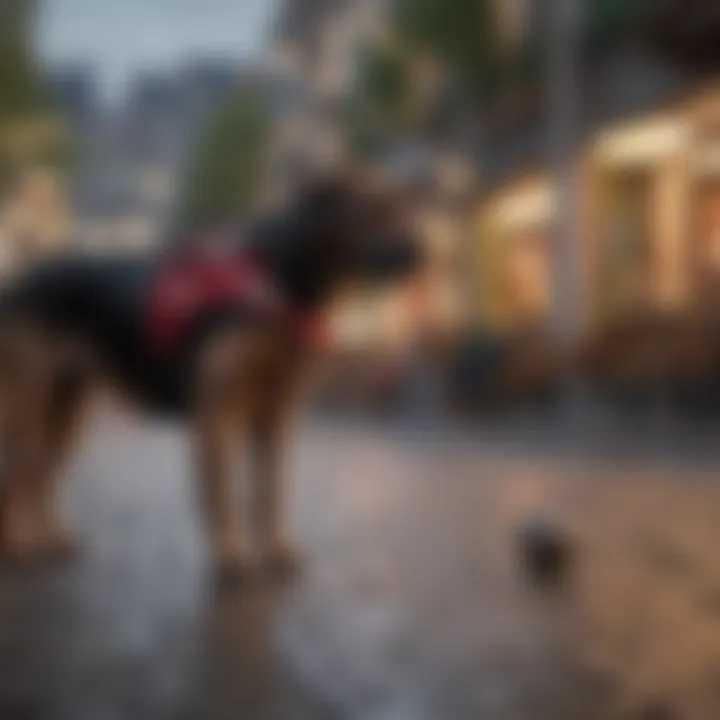 A service dog assisting a person in a public space, showcasing their role.